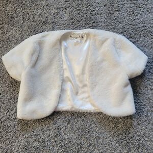 White Faux Fur Cropped Jacket Size 7